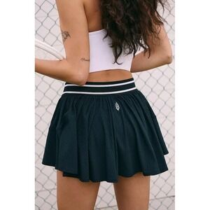 Free People FP Movement Sultry Pleated Tennis Skort Black White Mini Skirt Large